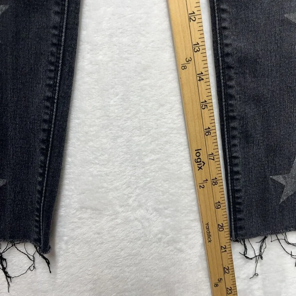 HUDSON Denim Straight Leg Jeans Girls SZ‎ 10 Black Star Raw Hem